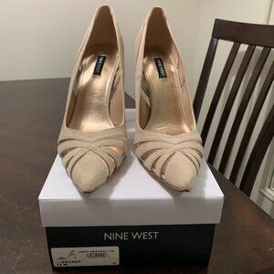 nine west size 12 light natural suede favant high heels